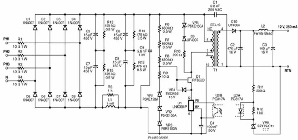 采用StackFET技術的三相輸入3W開關電源