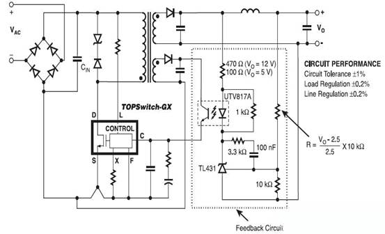 次級(jí)光耦TL431直流穩(wěn)壓電源反饋電路